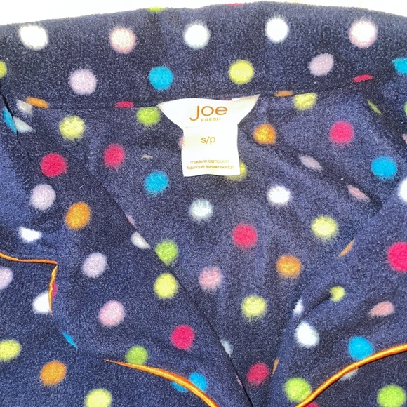 JOE FRESH | 2 pieces navy blue with color dots FLEECE Pyjama SET | size S - Picture 3 of 5